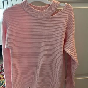 Pink shoulder cutout boutique sweater